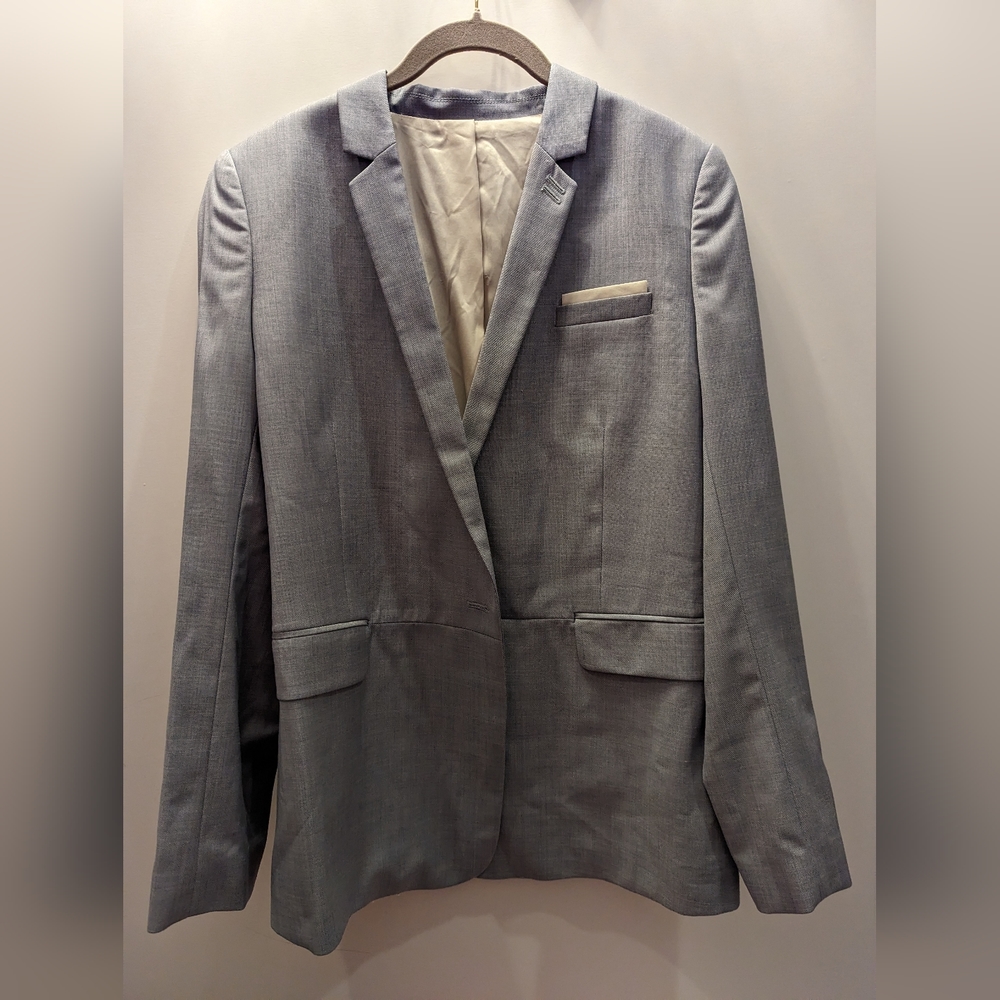 NWT The Kooples Blue Grey Summer Wool Blazer Jacket 42